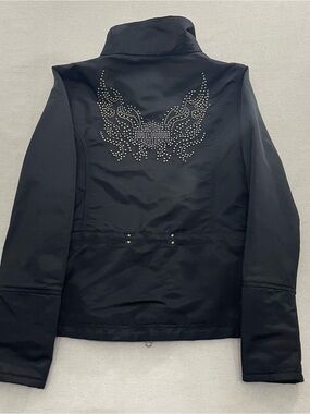 Harley Davidson Motorcycles Coat Jacket WOMEN S Black Full Zip Studded Logo 200